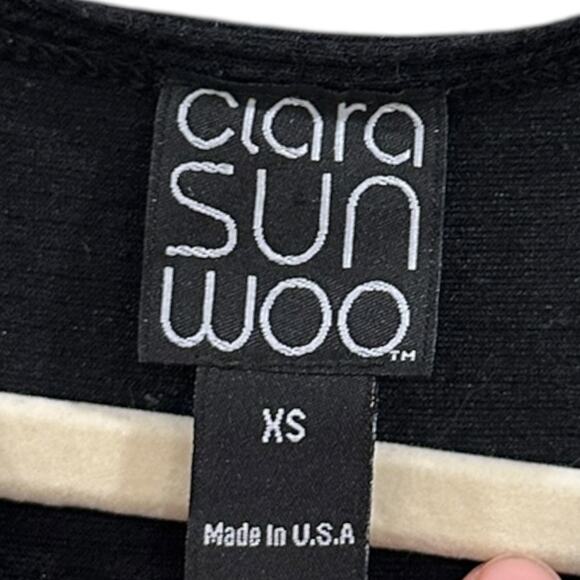 Clara Sun Woo Structured Ribbed Knit Lightweight Top In Black - Picture 5 of 5
